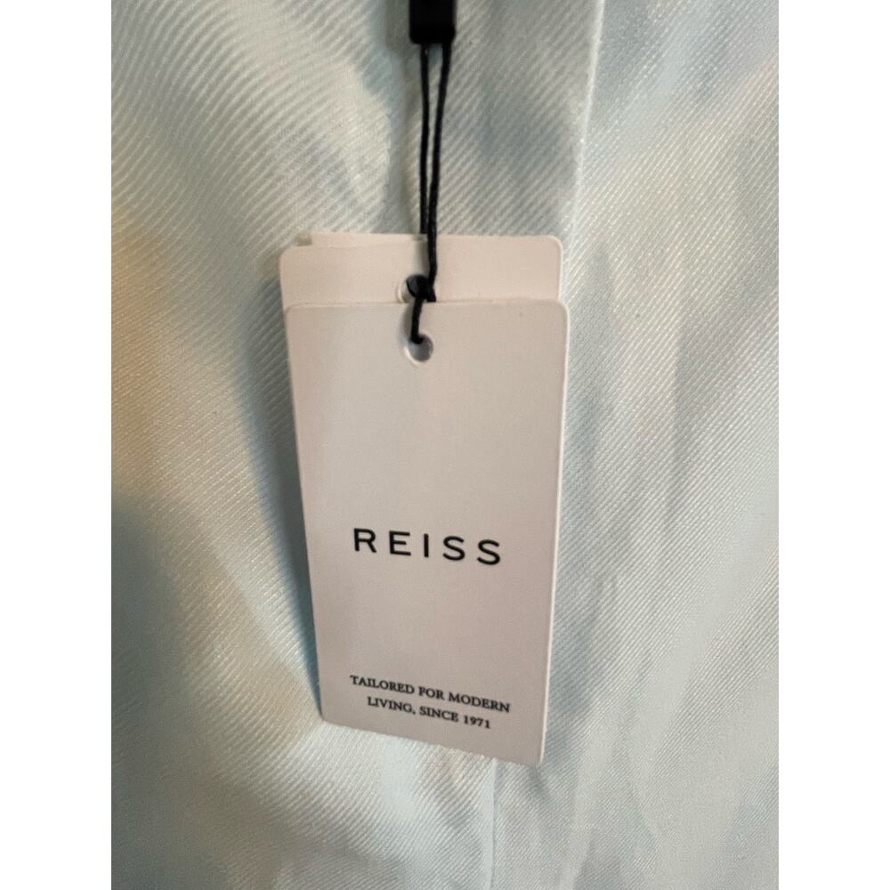 REISS Sky Blue Lori Viscose-Linen Wide Leg Suit Trousers - Picture 8 of 12